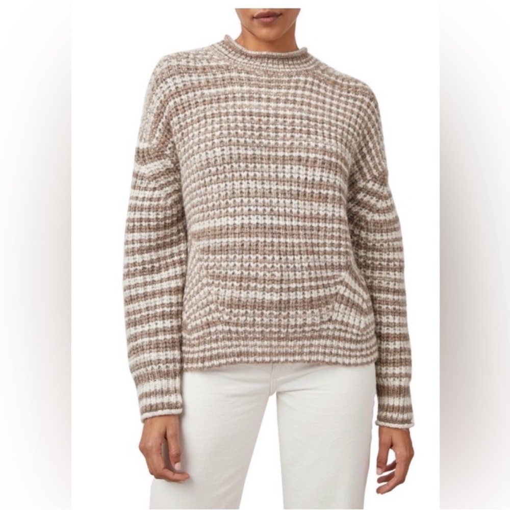 Rails Echo Sweater XS Brown White Space Dye Knit Wool Blend